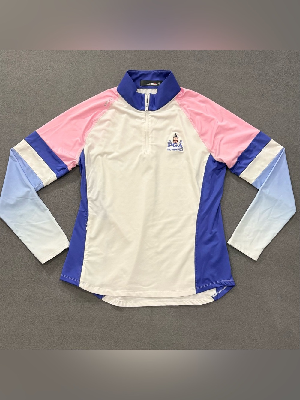 RLX Ralph Lauren Southern Hills PGA Colorblock 1/4 Zip Golf Pullover Womens sz L